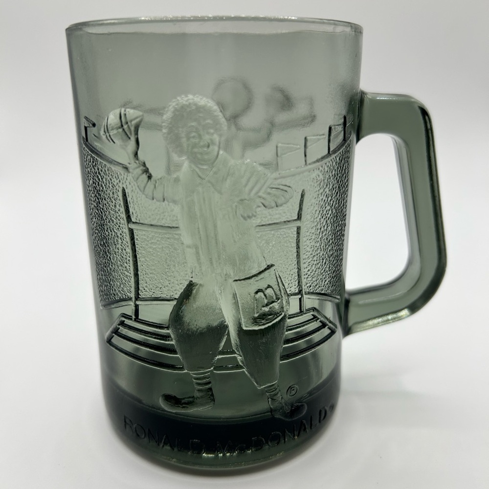 1970s Vintage McDonalds Glass Mug- Ronald McDonald Football Theme